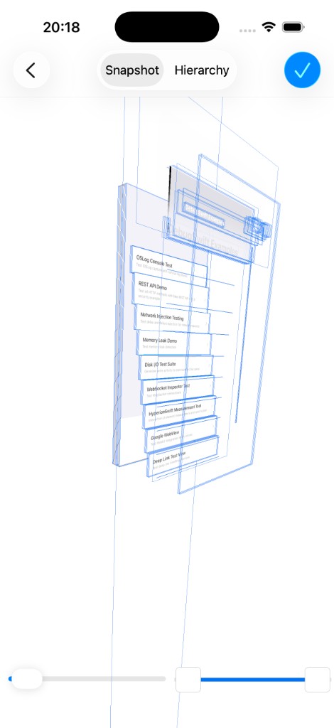 3D view hierarchy inspector