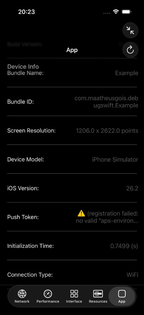 APNS token display