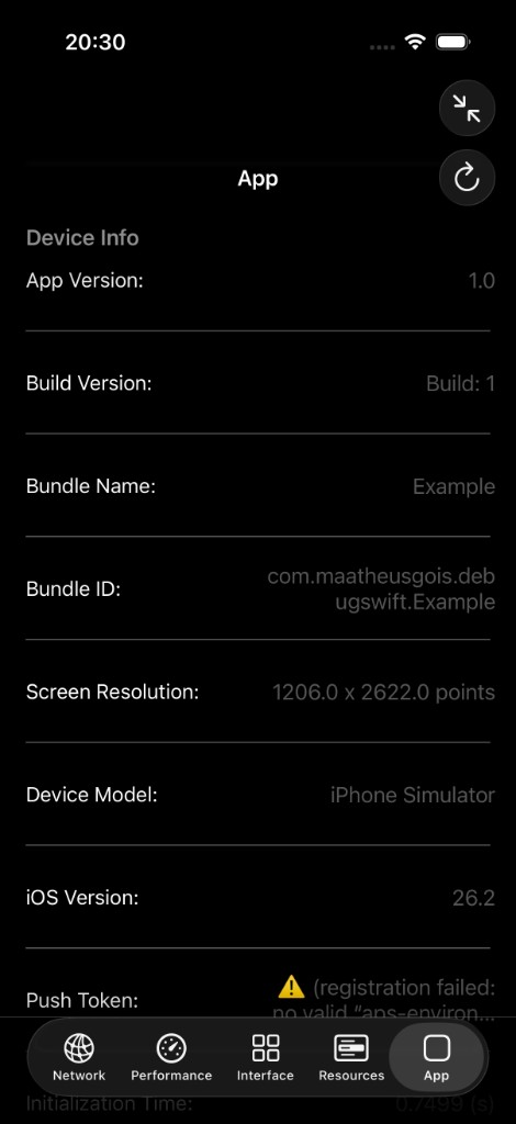 Device Info panel