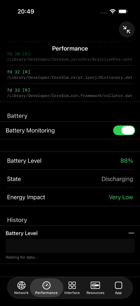 Performance battery monitoring panel