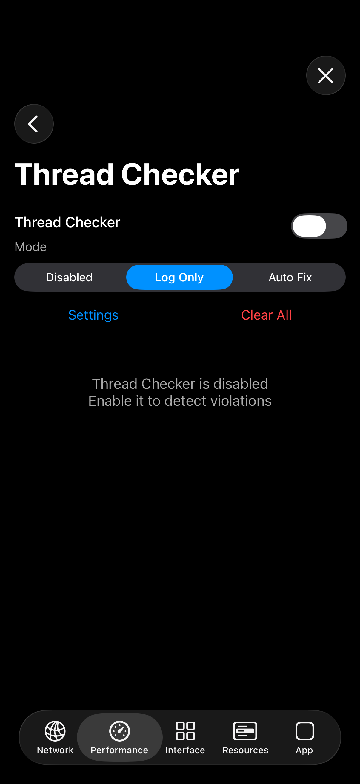 Thread Checker — stack trace